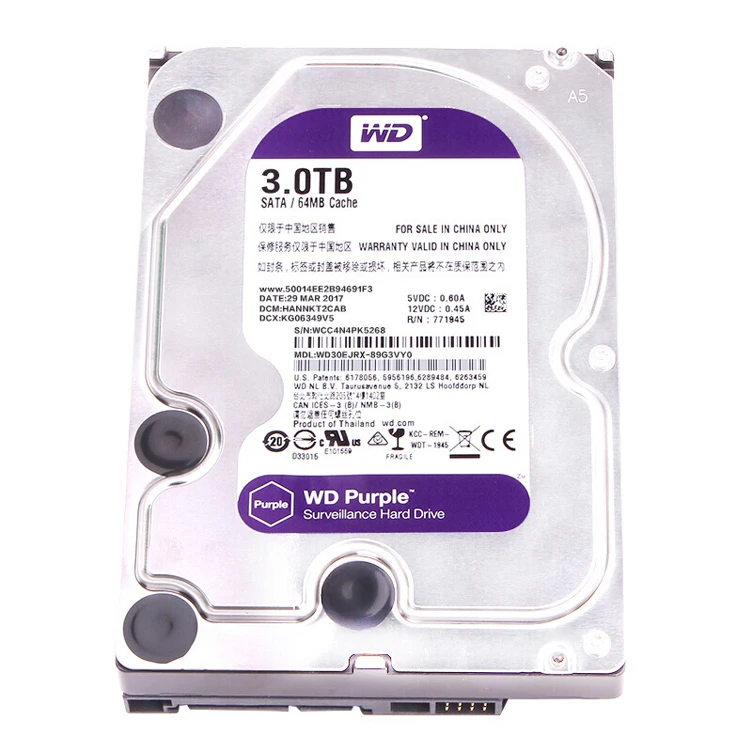 

WD purple SSD 3TB SATA6Gb / s 64M Monitoring Hard Drive (WD30PURX/WD30EJRX)