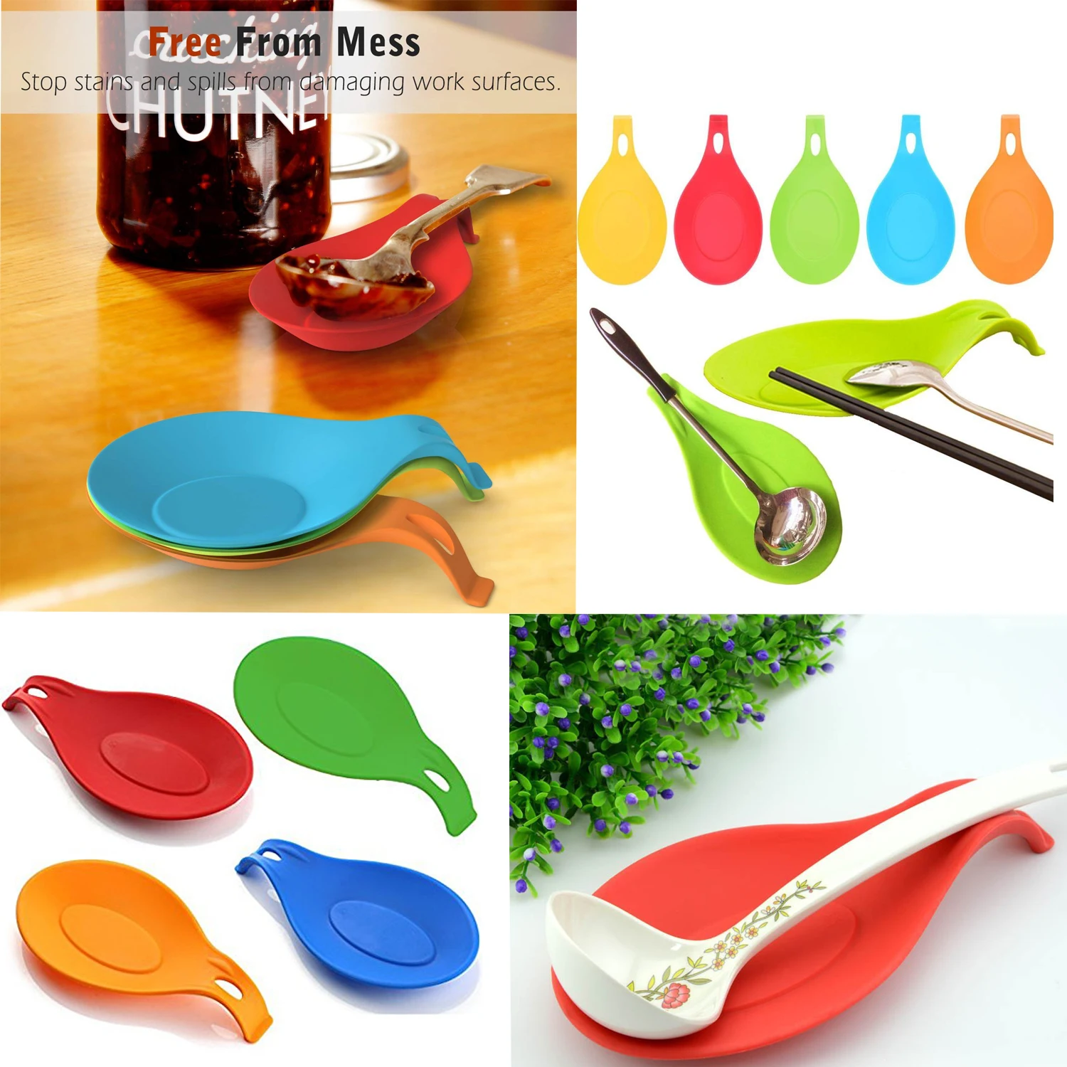 Bhd Bpa Free Silicone Spoon Rest Silicone Spoon Holders For Kitchen