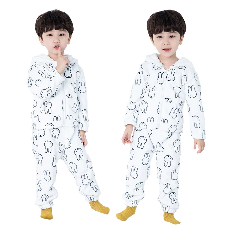 

DRLEBE1809B10 Factory direct sales boy pajamas new fashion keep warm kids sleepwear cheap boy sleepwear, White