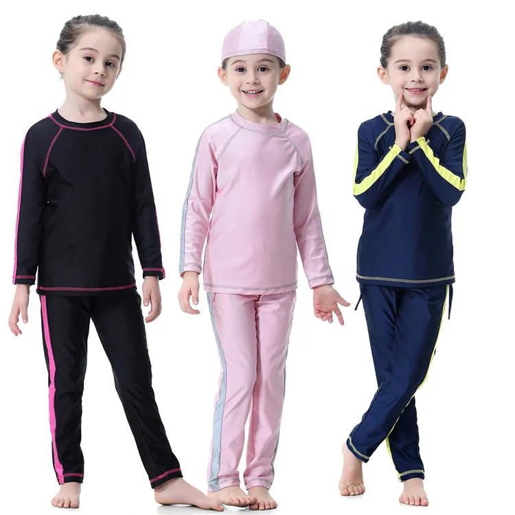 

Latest islamic clothing sportswear swim sets comfortable muslim swimwear swimsuit for girl, Multi colors