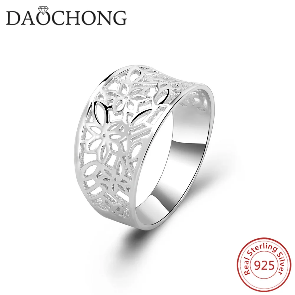 

flower shape engraved 925 sterling silver rings for men