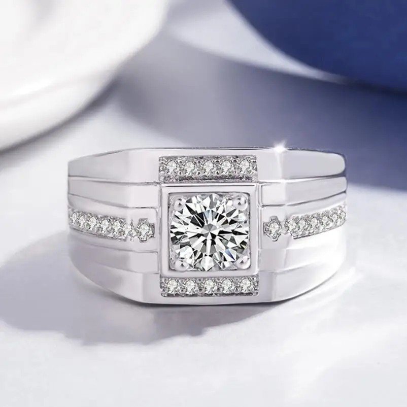 

European and American fashion inlaid zircon men's adjustable ring