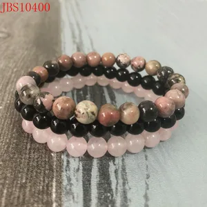8mm Natural stone beads Rose Quartz Beaded Wrist Men Women Natural Stone Beads Stackable Mala Bracelet