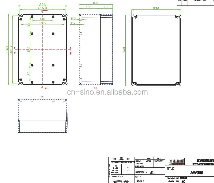 340*235*160 Mm Aluminum Junction Fuse Box Electric Project Case