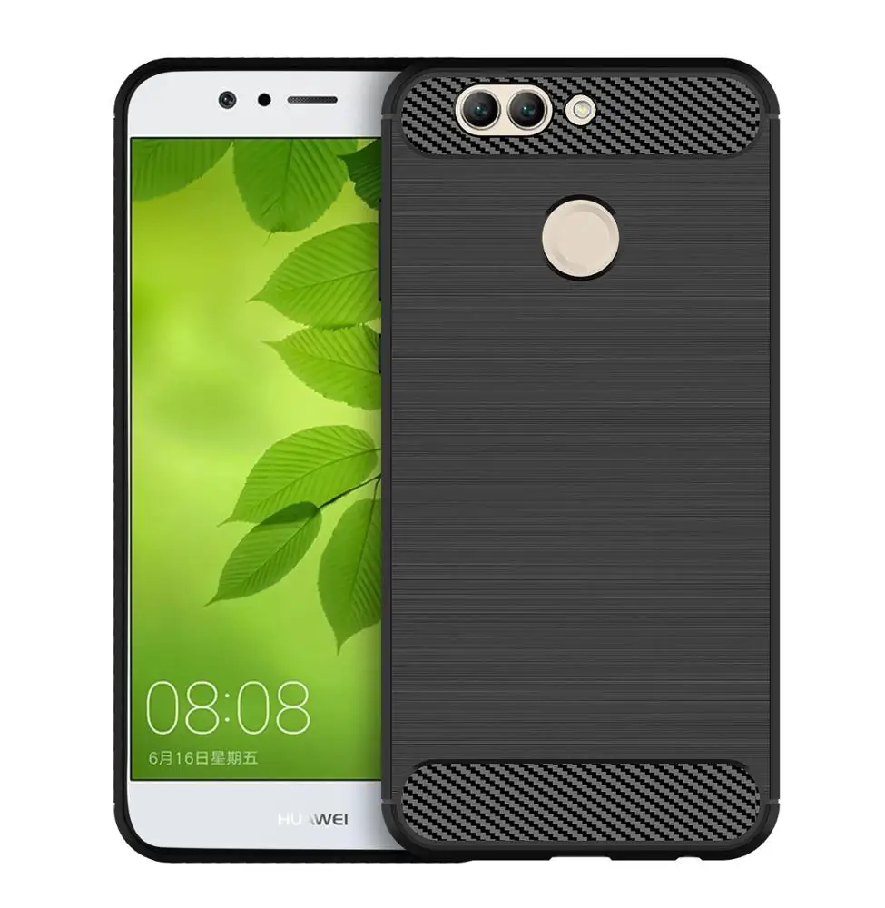 

Carbon Fiber Shockproof Soft tpu Back Cover Phone Case For Huawei Nova 2 Plus