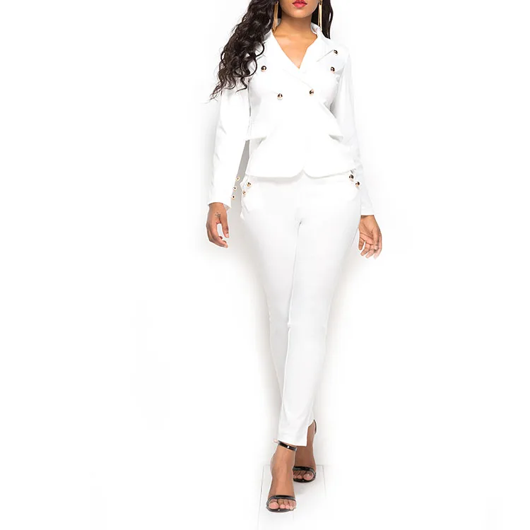 Custom Autumn Elegant Long Sleeve Notched Neck Female Ladies Women Blazer Suit With Buttons