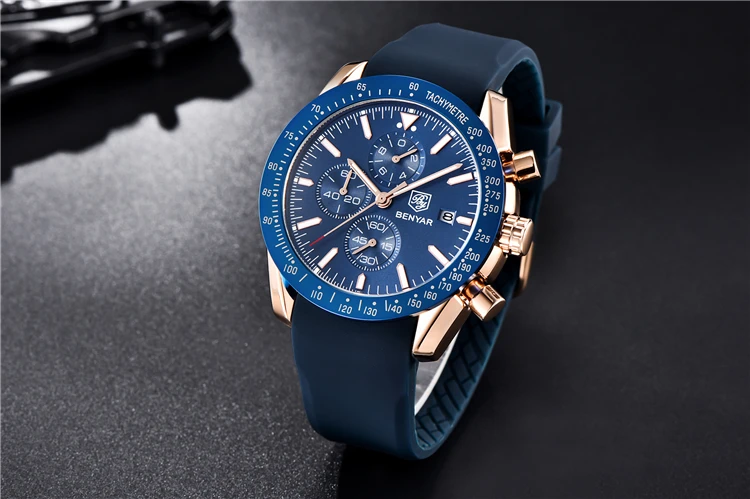 BENYAR 5140 Men Quartz Watches Silicone Band Wristwatch