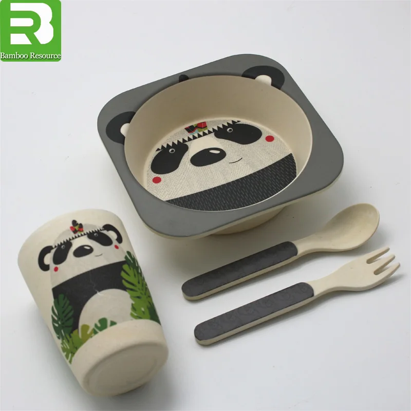 
3 compartment children dinner use biodegradable plastic plate with fork and spoon 