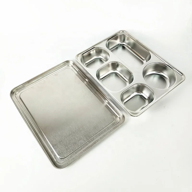 Stainless Steel Divided Dinner Food Trays With Cover Sectioned Dinner Plates Dish Plates Buy