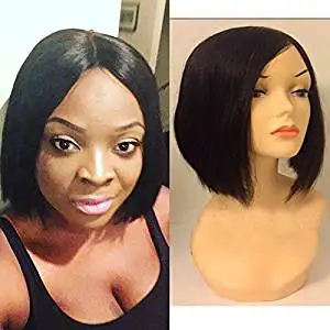 iVogue Hair New 136 Long Lace Free Part Lace Front Wig Short Bob Human Hair Wigs Maylaysian Virgin Soft Human Hair Lace Wig Natural Color 8inch In Stock (8inch New Lace Front Wig)