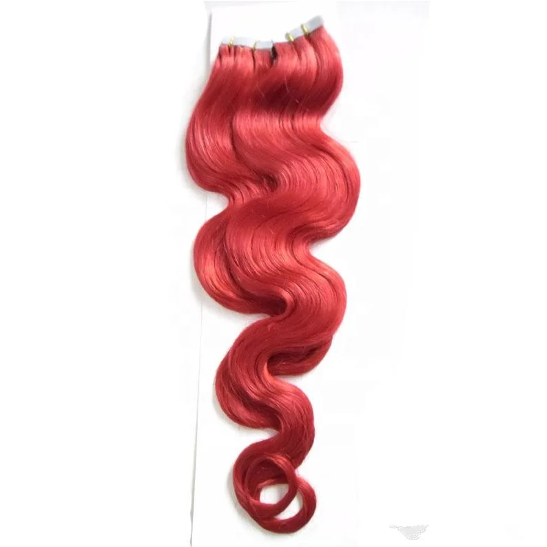 

Wholesale 22 inch body wave red tape in extensions human hair indian remy
