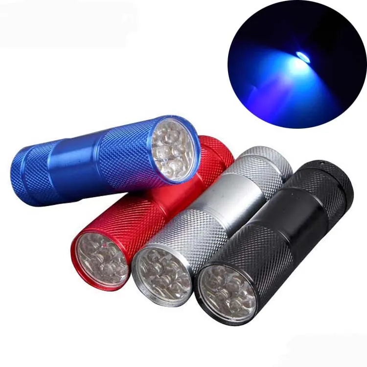 YM-809-A Fluorescent Detection 9 LED Mini Ultraviolet Flashlight 3*AAA Battery Wholesale 395nm UV Torch