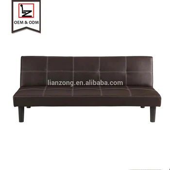 Pu Leather Convertible 3 Seater Sofa Bed Futon Black Product On Alibaba