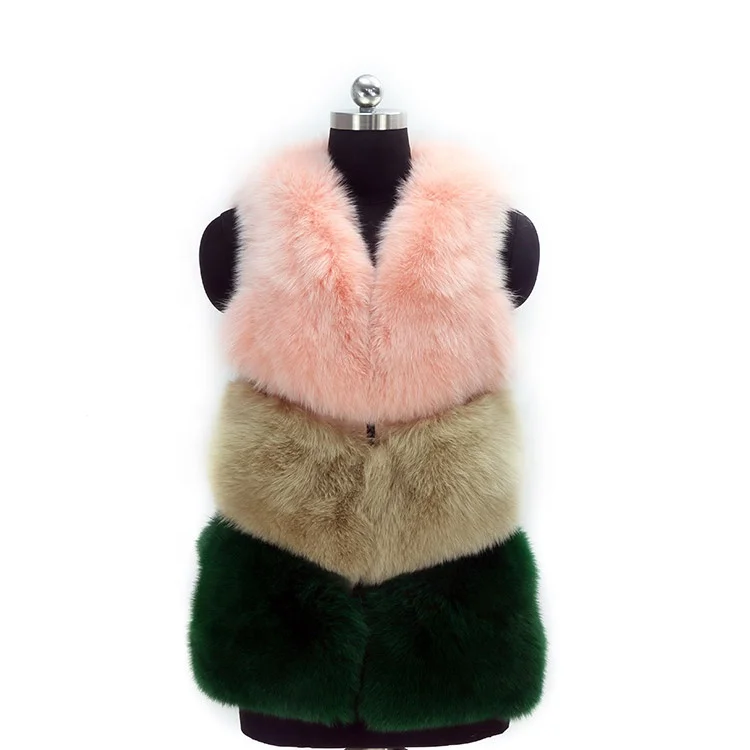 

new style wholesale real fox fur women vest lady outwear girl leather waistcoat, Customized color