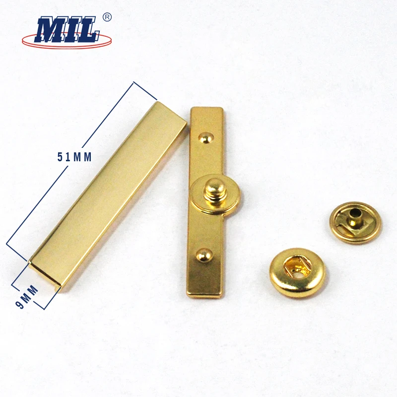 Custom Gold Square Press Button Metal Snap Button Tape For Wallet