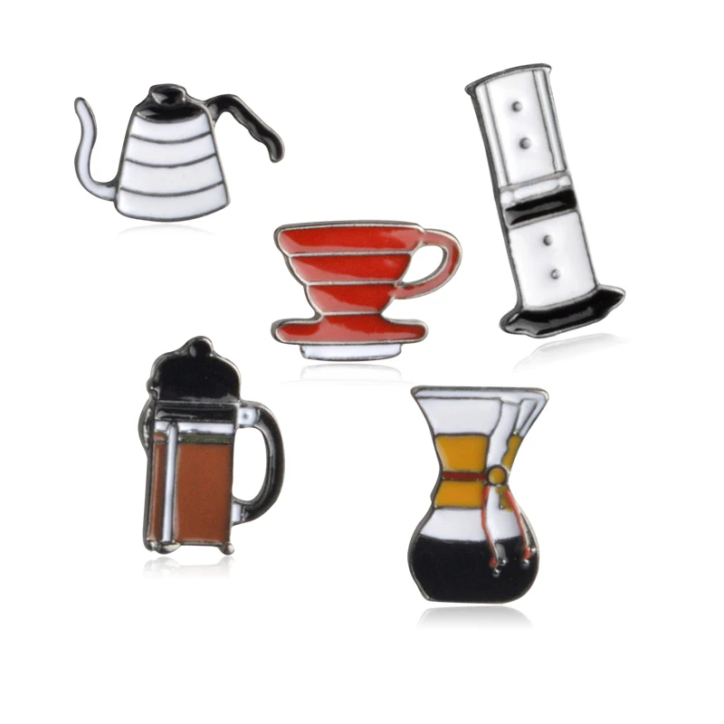 

Drink American coffee Aero Press Chemex Filter cup Brooch Denim coat Pin Shirt Badge, Picture shows