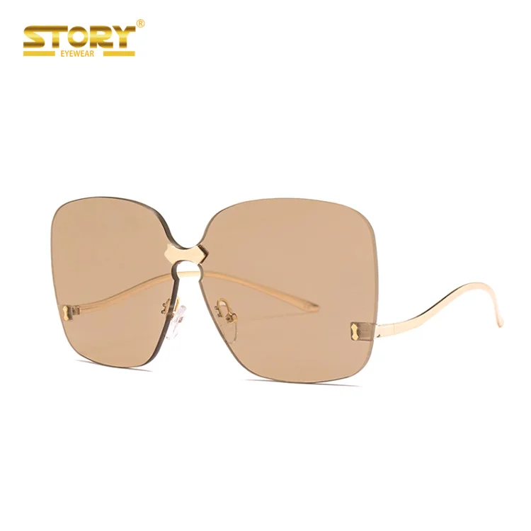 

DF22052 Clear Transparent Ocean Lens Oversized Square Rimless Sunglasses Women, Pictures showed as follows