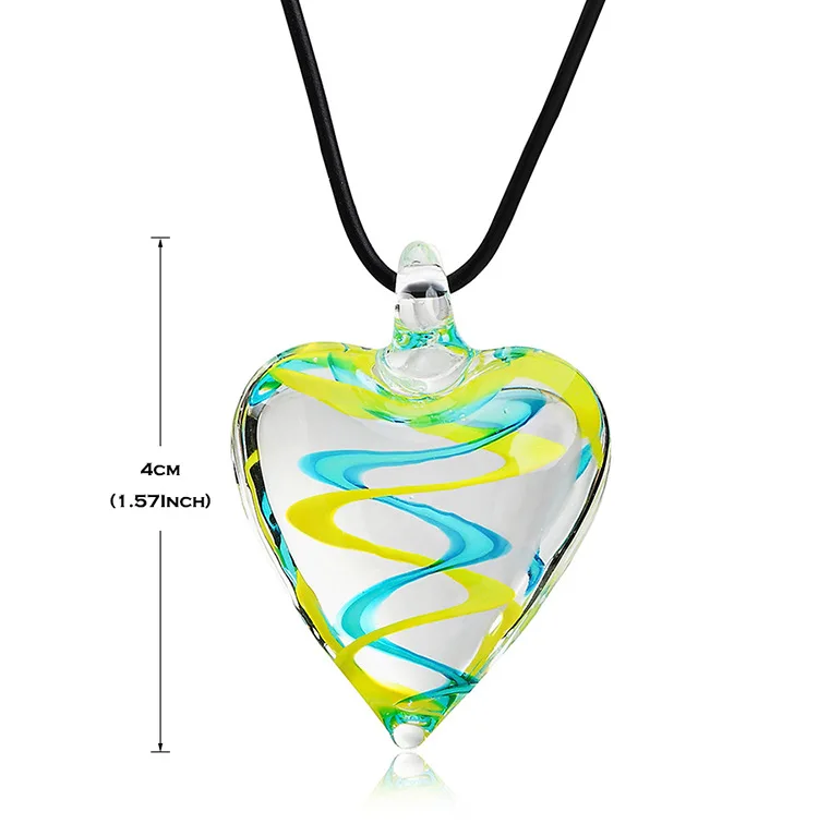 

Amazon Hot Sale Trending Goods Fashion Heart Shaped Murano Glass Necklace for Your Best Gift, Pink, white....