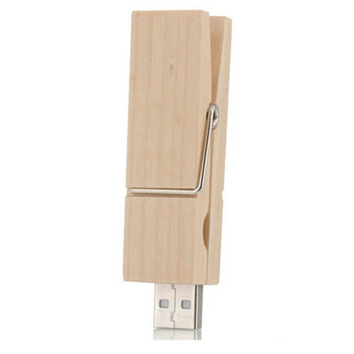 

Promotional Wholesale Wooden Clothes Book Clip Shape USB Flash Drive