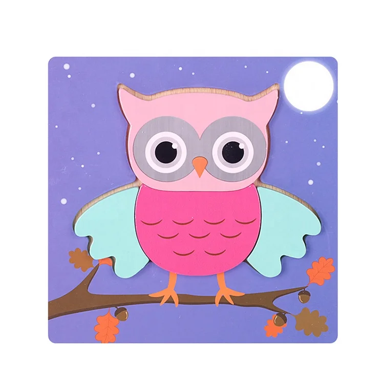 
3D Wooden Puzzle Cute Cartoon Animal Intelligence Kids Educational Gift Brain Teaser wooden jigsaw puzzle 