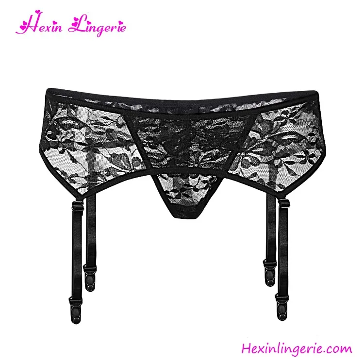 

New Arrival Black Lace See Through Women Lingerie Garter Belt, As shown garter belt