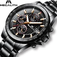 

MEGALITH luxury business men's top brand skeleton moon phase automatic mechanical wrist watch Men Clock Relogio Masculino
