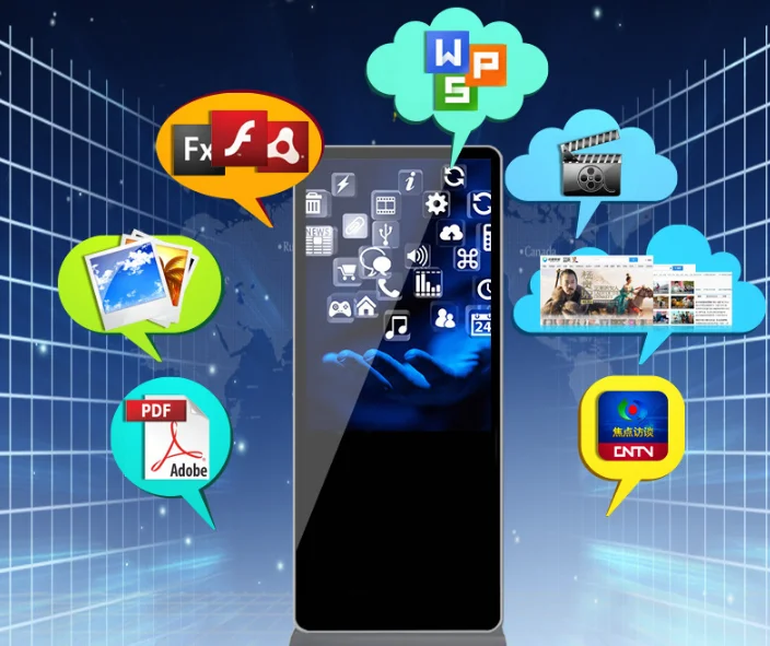Interactive 42 inch Network vertical touch screen standing advertisement machine
