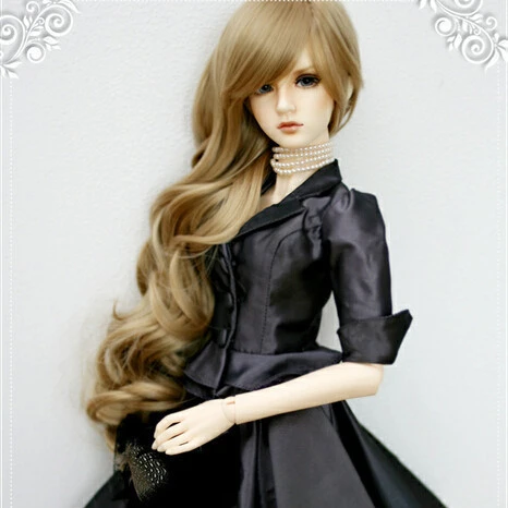 

High quality synthetic long light brown deep curly bjd doll wig 1/3 1/4 1/6 for choose
