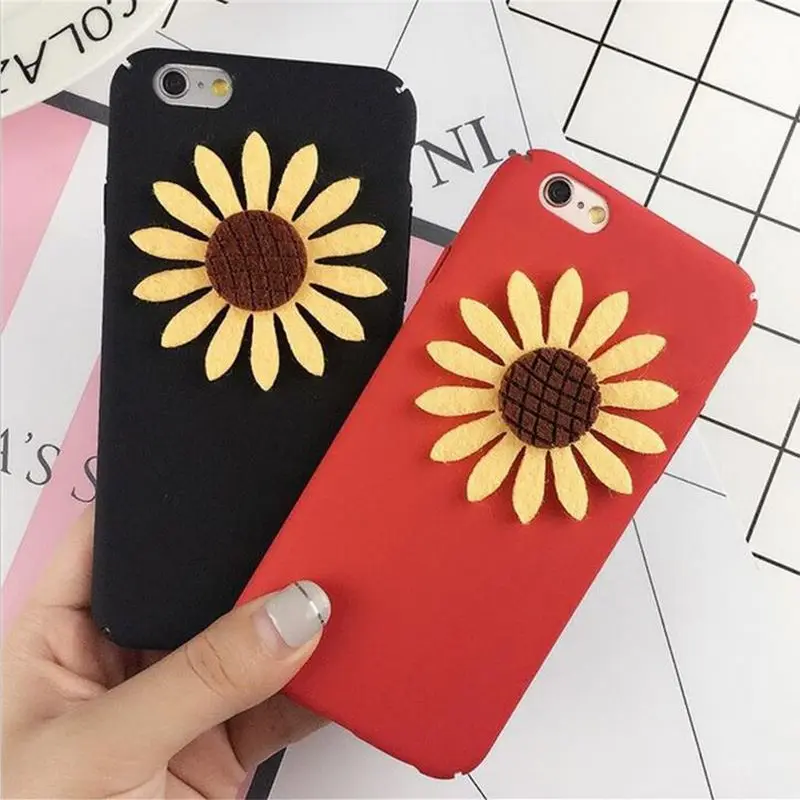 

Fashion Lovely Phone Case for iPhone 6 6s Plus 7 7Plus 3D Luxury Sunflower Hard PC Back Cover Bag Cases Coque Caqa