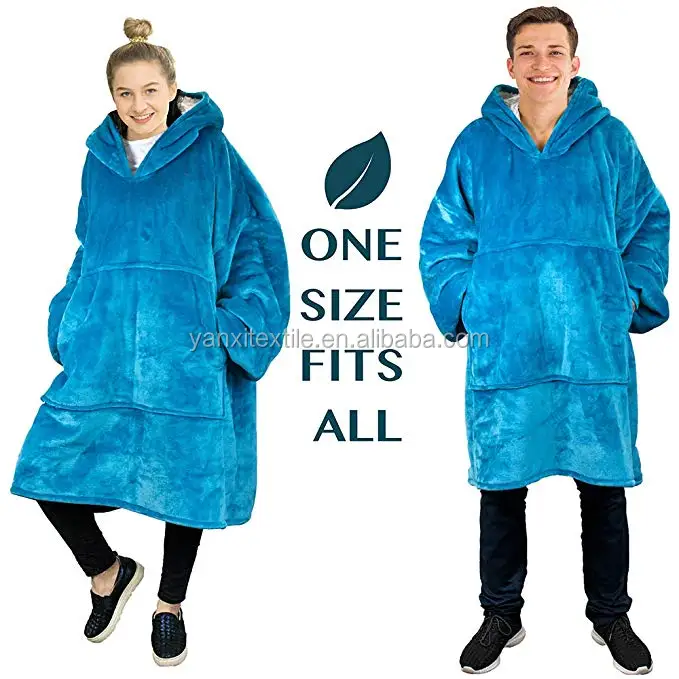 Sherpa Fleece Hoodie Blanket Sweatshirt For Tv Travel Sofa Bed Gaming