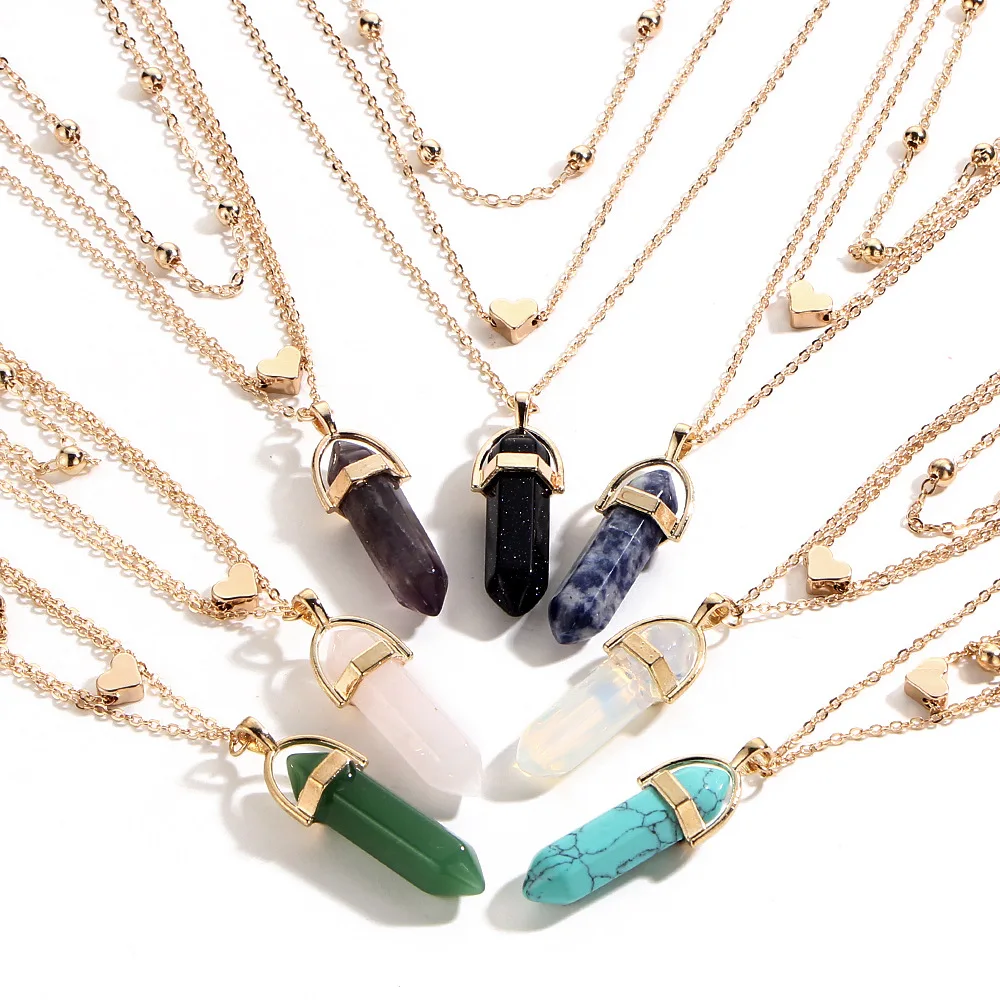 Fashion Gold heart stone necklace For Women wholesale N95303