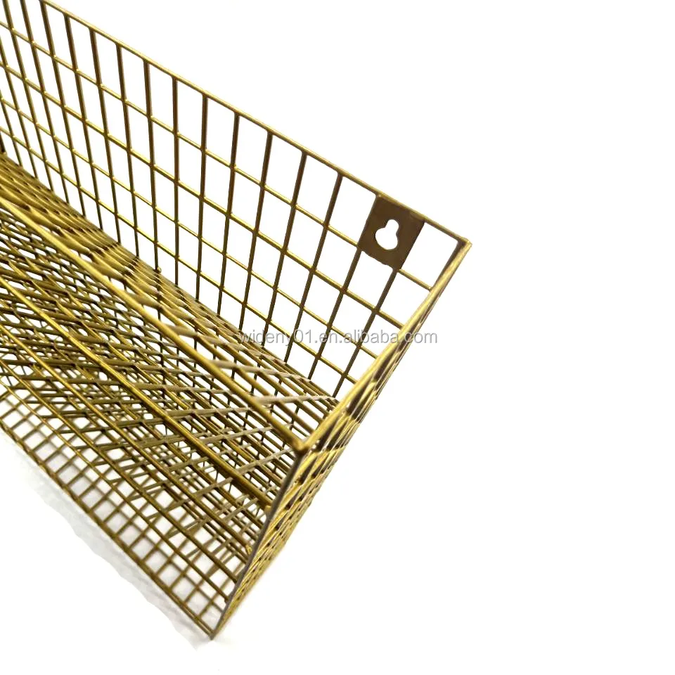 Office Stationery Organizer Gold 6 Tier Hanging Metal Wire Wall Mount