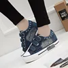 Latest Design Student Casual Canvas Shoes Thick Bottom High Heel Women Denim Shoes