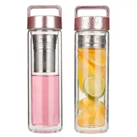 

Tea & Fruit Tumbler Infuser Water Bottle BPA-Free, Double-Walled Glass, Leak-Proof Lid Hot and Cold Drinks 450 ml (15oz)