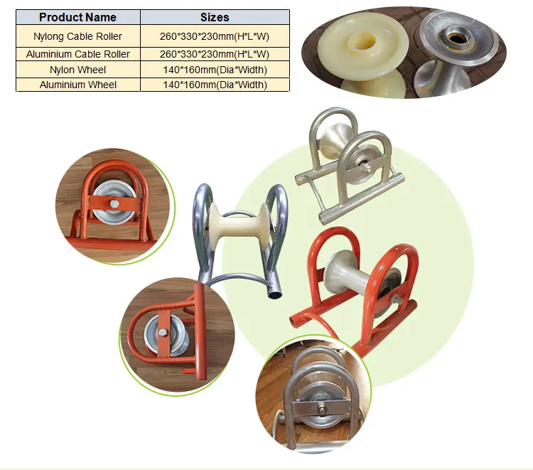 Aluminium Straight Line Cable Rollers Narrow Trench Cable Pulling Pulley