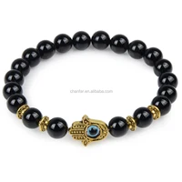 

Hand Eye Alloy Charm Spacer Natural Stone beaded Stretch bracelet