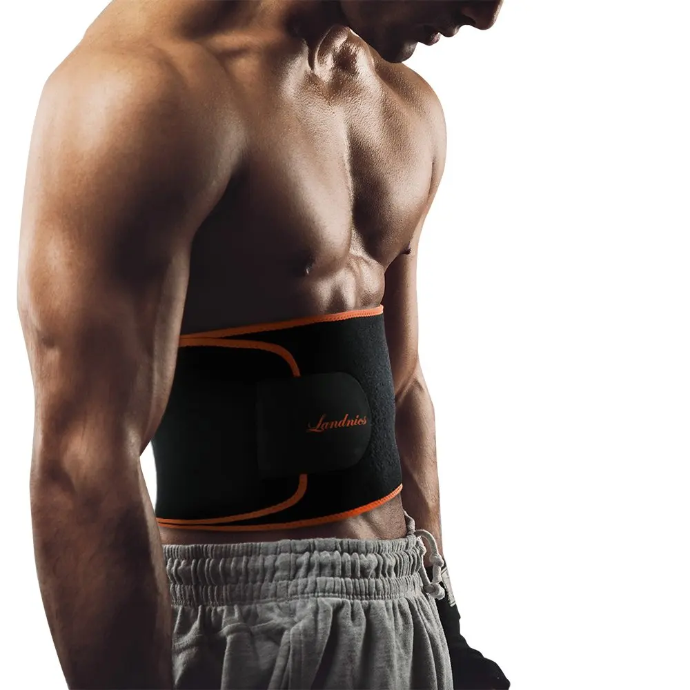 Landnics Waist Trimmer, Weight Loss Adjustable Ab belt Workout Sweat Enhancer Exercise Premium Stomach Fat Burner for Men & Women, great for Sports, Yoga, Fitness, Running (Orange)