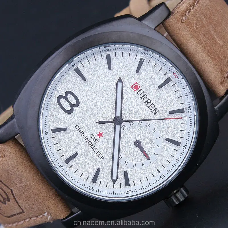 

Fashion CURREN Brand Men Wristwatches Leather Strap Clocks Japan Movement Quartz Watches for Men Dress Relogio Hours, White black