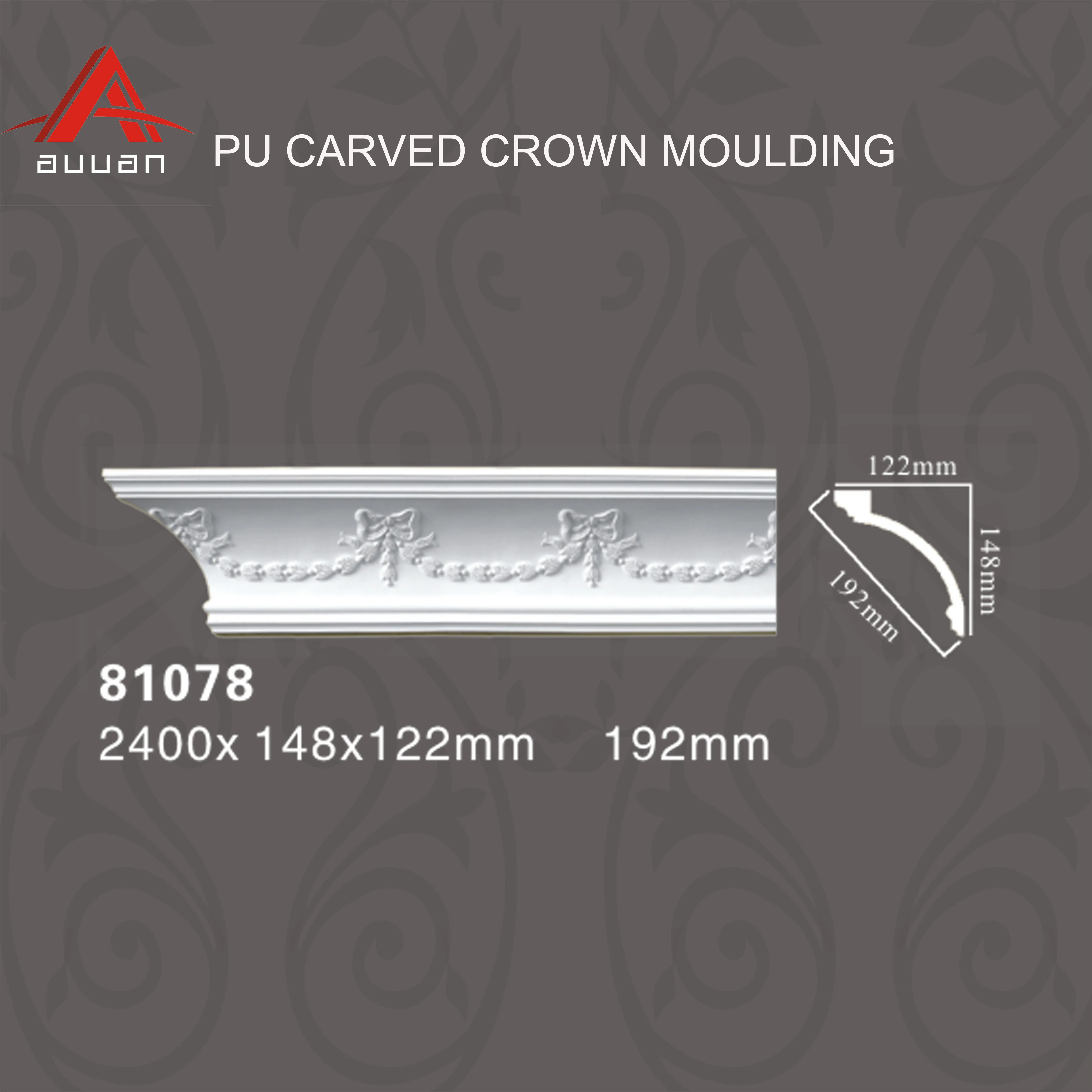 
China Hotsale Polyurethane Decorative Building Material Ceiling Trim Dentil Crown Molding Chair Rail Designs 