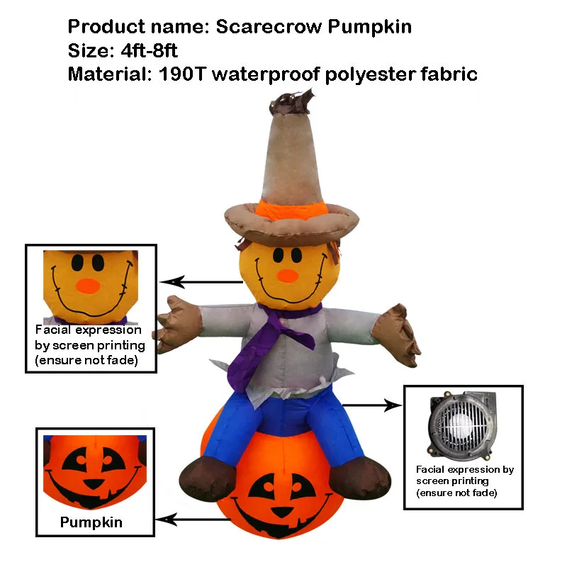 Garden Led Light Halloween Inflatable Scarecrow Seated Pumpkin