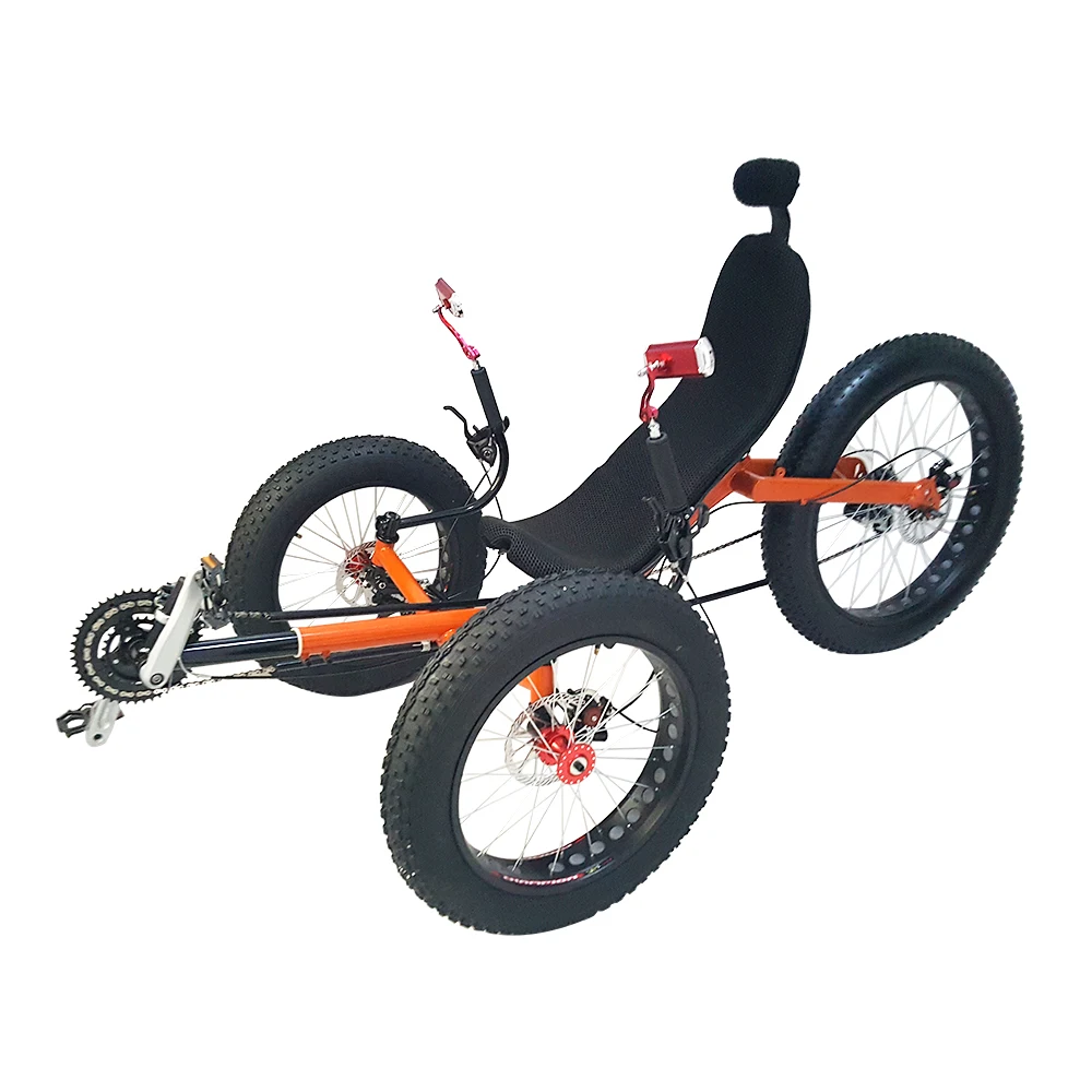 

Folding 3 Wheels Fat Tire Recumbent Trike Tricycle for Traveling, Red, black, silver, orange, blue