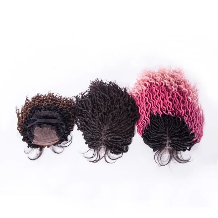 

27inch goddess faux loc synthetic hair ombre pink crochet braiding wig senegal lace front wig, N/a