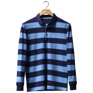 wholesale custom striped two color long sleeve man cotton work polo t shirt wholesale custom striped two color long sleeve man cotton work polo t shirt