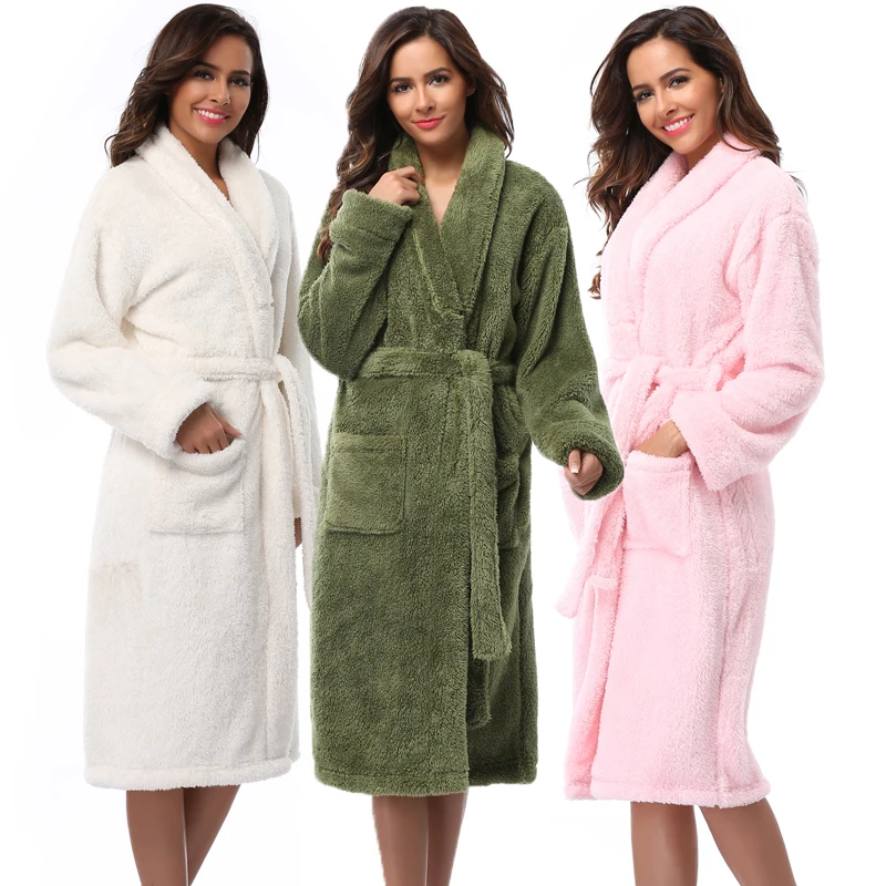 

cheap wholesale plain dyed polar fleece adult bathrobe for hotel spa