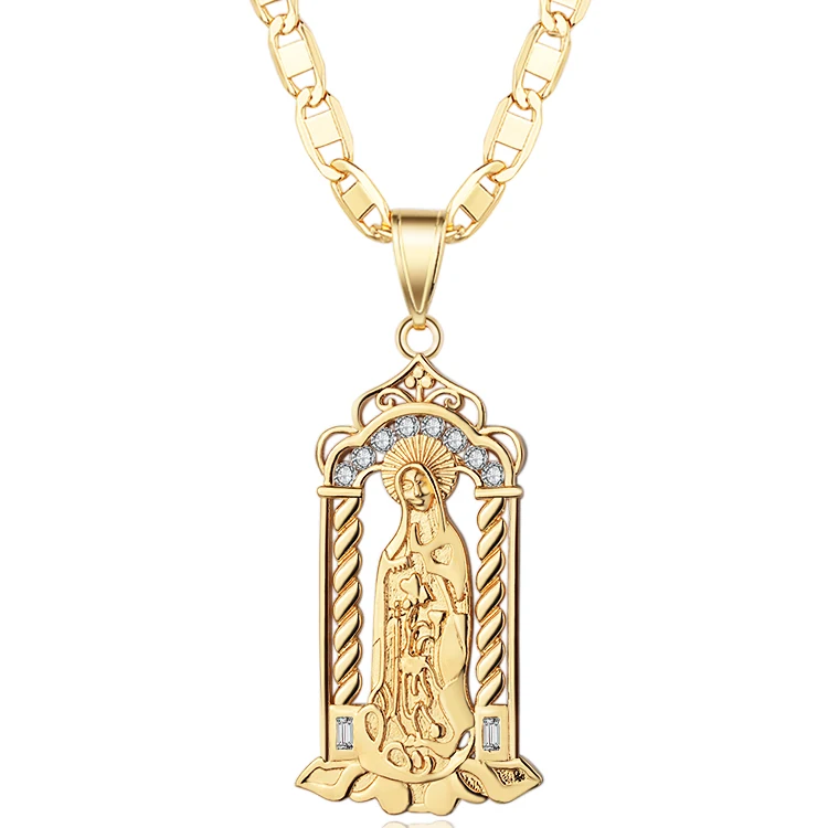 

2019 Fashion New Design Jewelry CZ Gold Plated Religious Catholic Pendants Necklace