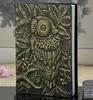 Hot sale customized logo european old style embossment owl pu notebook