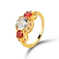 

Gold plated round stone engagement wedding pakistani rings with ruby