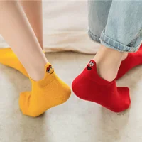 

Summer Cute Embroidered Socks Smiling Face Short Cotton Colorful Ankle Women Socks