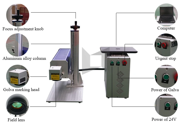 10W 30W plastic button online flying Industrial CO2 laser marking engraving machine for sale