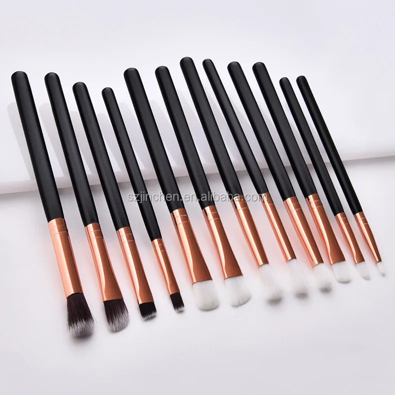 

Private label cosmetic makeup foundation brush eyeshadow brush 12Pcs Makeup brush set professional with cosmetic tools, Champagne gold